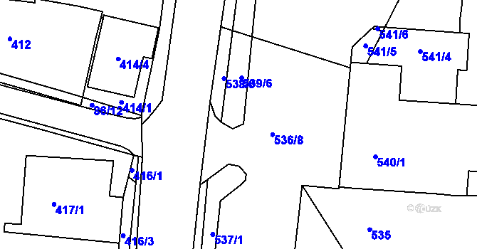 Parcela st. 539/5 v KÚ Lipůvka, Katastrální mapa