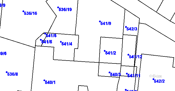 Parcela st. 541/8 v KÚ Lipůvka, Katastrální mapa