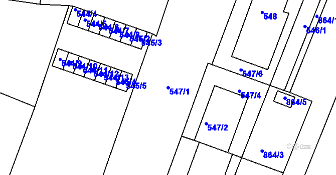Parcela st. 547/1 v KÚ Lipůvka, Katastrální mapa