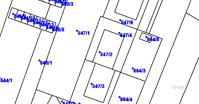Parcela st. 547/2 v KÚ Lipůvka, Katastrální mapa