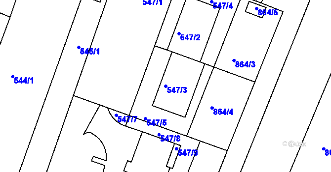 Parcela st. 547/3 v KÚ Lipůvka, Katastrální mapa