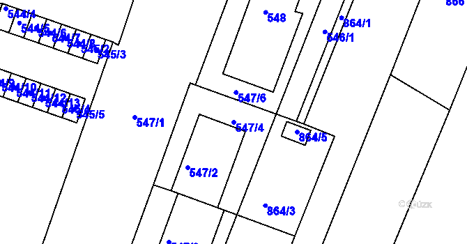 Parcela st. 547/4 v KÚ Lipůvka, Katastrální mapa