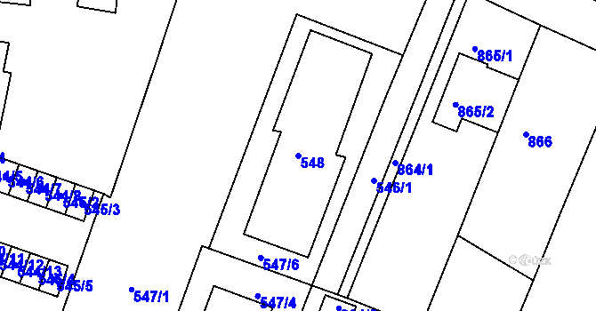 Parcela st. 548 v KÚ Lipůvka, Katastrální mapa