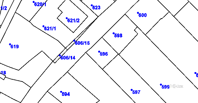 Parcela st. 596 v KÚ Lipůvka, Katastrální mapa