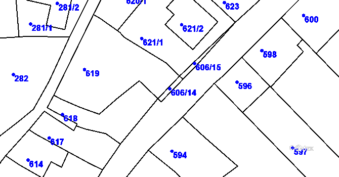 Parcela st. 606/14 v KÚ Lipůvka, Katastrální mapa