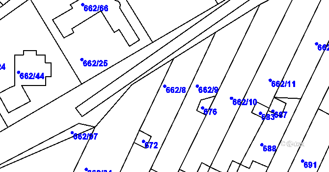 Parcela st. 662/8 v KÚ Lipůvka, Katastrální mapa