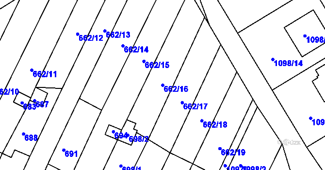 Parcela st. 662/16 v KÚ Lipůvka, Katastrální mapa