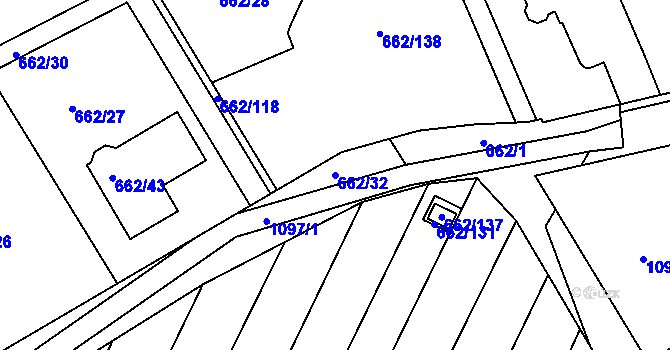 Parcela st. 662/32 v KÚ Lipůvka, Katastrální mapa
