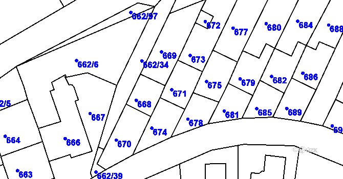 Parcela st. 671 v KÚ Lipůvka, Katastrální mapa