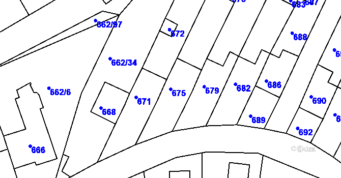 Parcela st. 675 v KÚ Lipůvka, Katastrální mapa