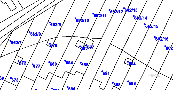 Parcela st. 687 v KÚ Lipůvka, Katastrální mapa