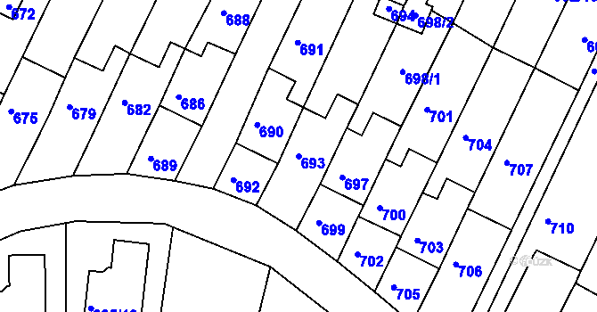 Parcela st. 693 v KÚ Lipůvka, Katastrální mapa