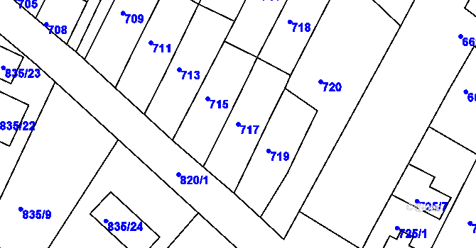 Parcela st. 717 v KÚ Lipůvka, Katastrální mapa