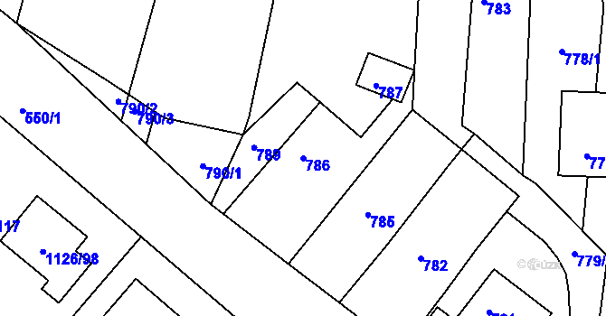 Parcela st. 786 v KÚ Lipůvka, Katastrální mapa