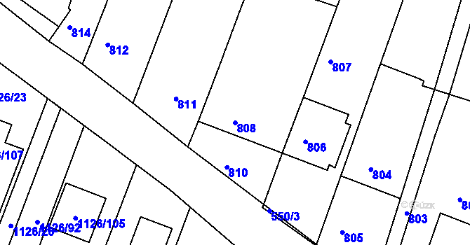 Parcela st. 808 v KÚ Lipůvka, Katastrální mapa