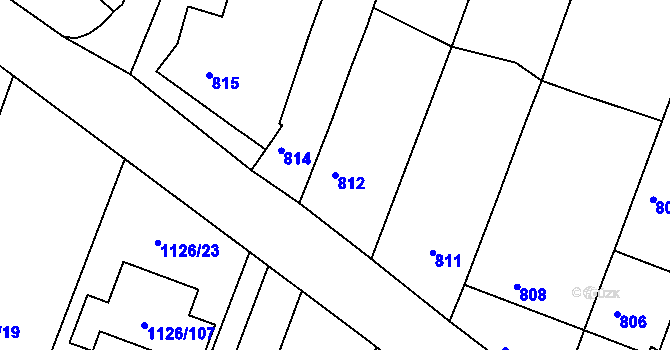 Parcela st. 812 v KÚ Lipůvka, Katastrální mapa