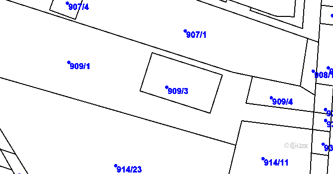 Parcela st. 909/3 v KÚ Lipůvka, Katastrální mapa