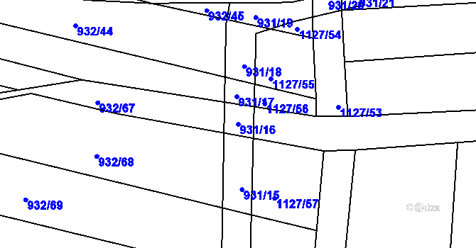 Parcela st. 931/16 v KÚ Lipůvka, Katastrální mapa