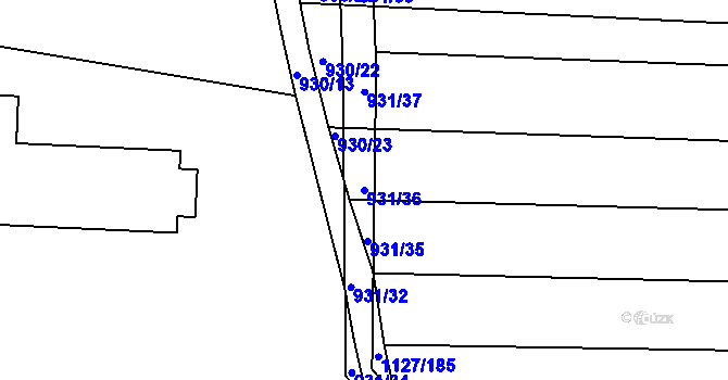 Parcela st. 931/36 v KÚ Lipůvka, Katastrální mapa