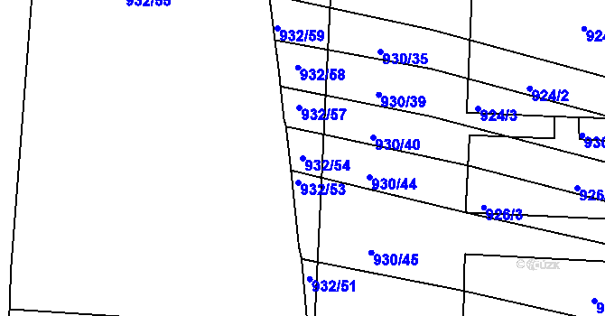 Parcela st. 932/54 v KÚ Lipůvka, Katastrální mapa