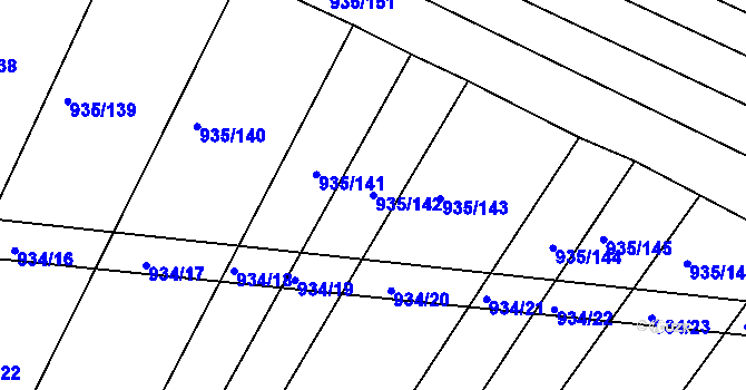 Parcela st. 935/142 v KÚ Lipůvka, Katastrální mapa