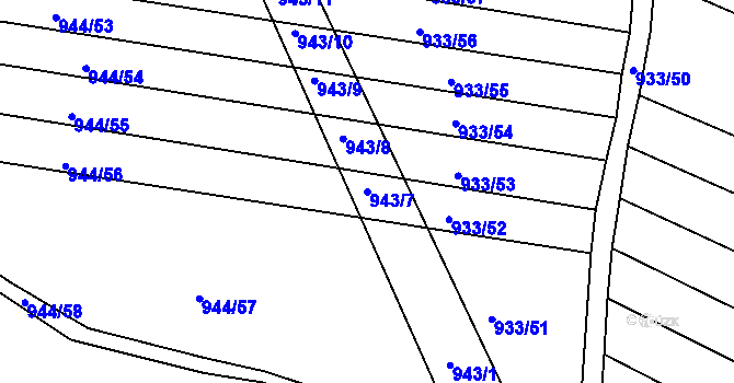 Parcela st. 943/7 v KÚ Lipůvka, Katastrální mapa