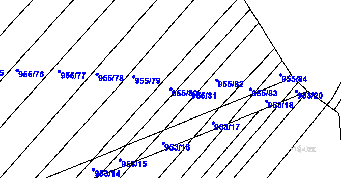 Parcela st. 955/80 v KÚ Lipůvka, Katastrální mapa
