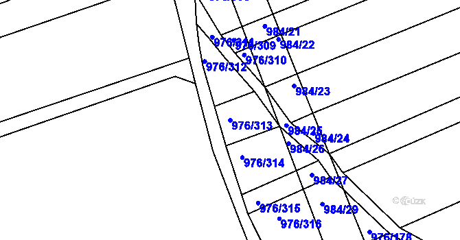 Parcela st. 976/313 v KÚ Lipůvka, Katastrální mapa