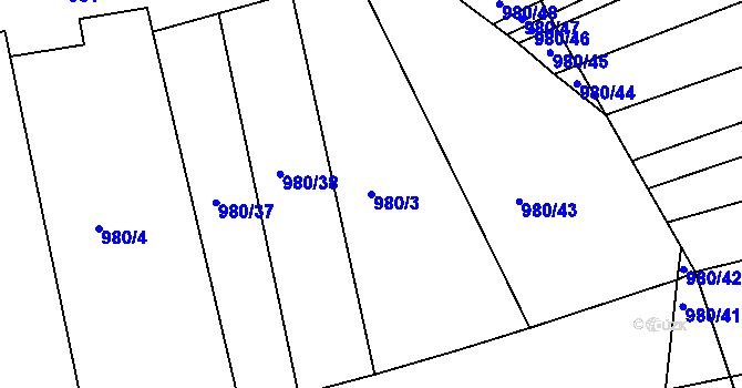 Parcela st. 980/3 v KÚ Lipůvka, Katastrální mapa