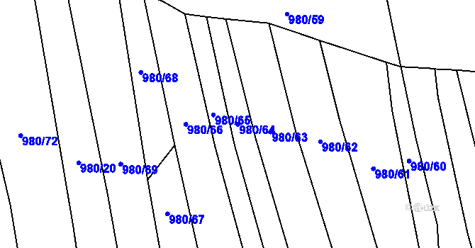 Parcela st. 980/64 v KÚ Lipůvka, Katastrální mapa