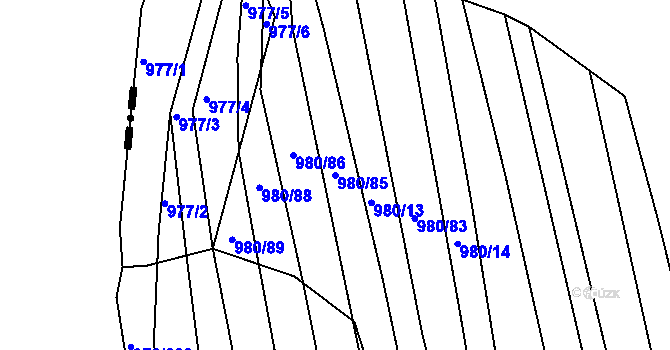 Parcela st. 980/85 v KÚ Lipůvka, Katastrální mapa
