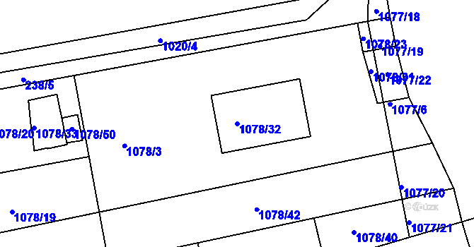 Parcela st. 1078/32 v KÚ Lipůvka, Katastrální mapa