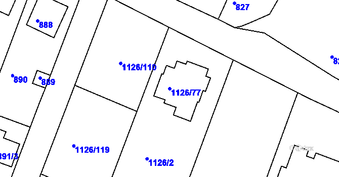 Parcela st. 1126/77 v KÚ Lipůvka, Katastrální mapa