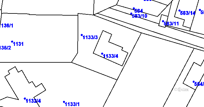 Parcela st. 1133/4 v KÚ Lipůvka, Katastrální mapa