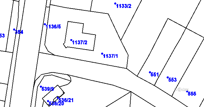 Parcela st. 1137/1 v KÚ Lipůvka, Katastrální mapa