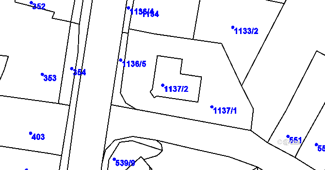 Parcela st. 1137/2 v KÚ Lipůvka, Katastrální mapa