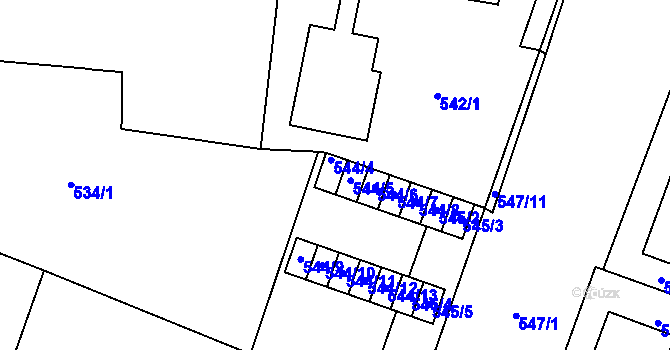 Parcela st. 544/4 v KÚ Lipůvka, Katastrální mapa