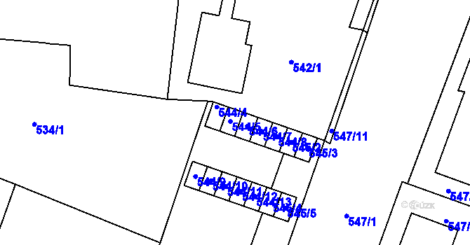 Parcela st. 544/5 v KÚ Lipůvka, Katastrální mapa