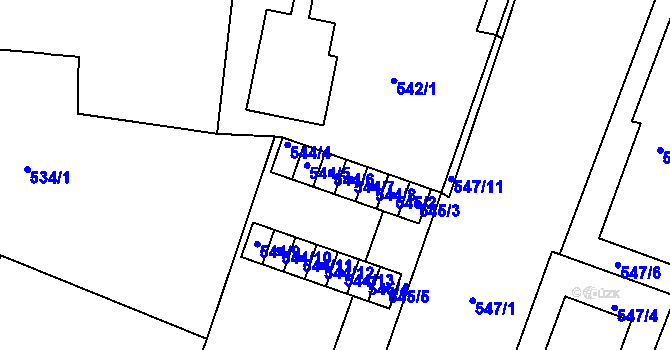 Parcela st. 544/6 v KÚ Lipůvka, Katastrální mapa