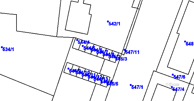 Parcela st. 544/7 v KÚ Lipůvka, Katastrální mapa