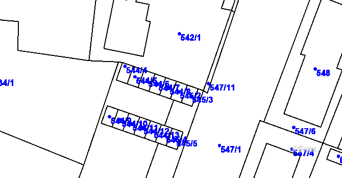 Parcela st. 544/8 v KÚ Lipůvka, Katastrální mapa