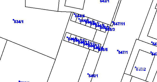 Parcela st. 544/11 v KÚ Lipůvka, Katastrální mapa