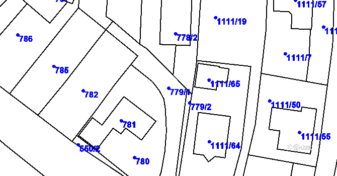 Parcela st. 779/1 v KÚ Lipůvka, Katastrální mapa