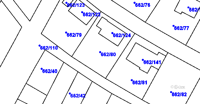 Parcela st. 662/80 v KÚ Lipůvka, Katastrální mapa