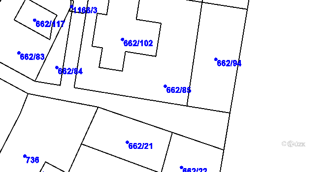Parcela st. 662/85 v KÚ Lipůvka, Katastrální mapa