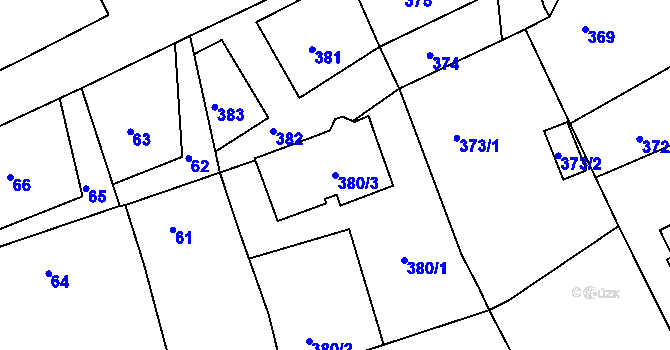 Parcela st. 380/3 v KÚ Lipůvka, Katastrální mapa