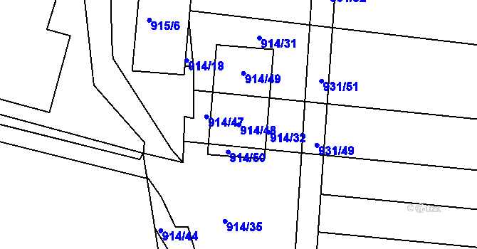Parcela st. 914/48 v KÚ Lipůvka, Katastrální mapa