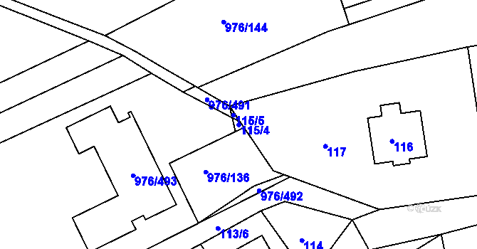 Parcela st. 115/4 v KÚ Lipůvka, Katastrální mapa