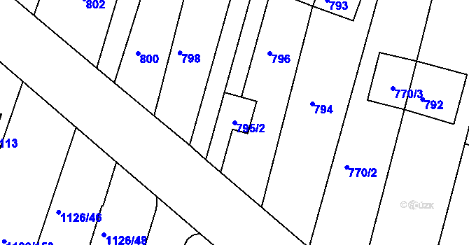 Parcela st. 795/2 v KÚ Lipůvka, Katastrální mapa