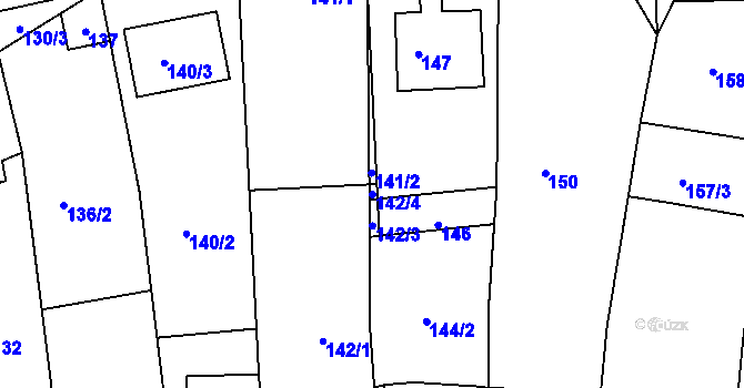 Parcela st. 142/4 v KÚ Lipůvka, Katastrální mapa